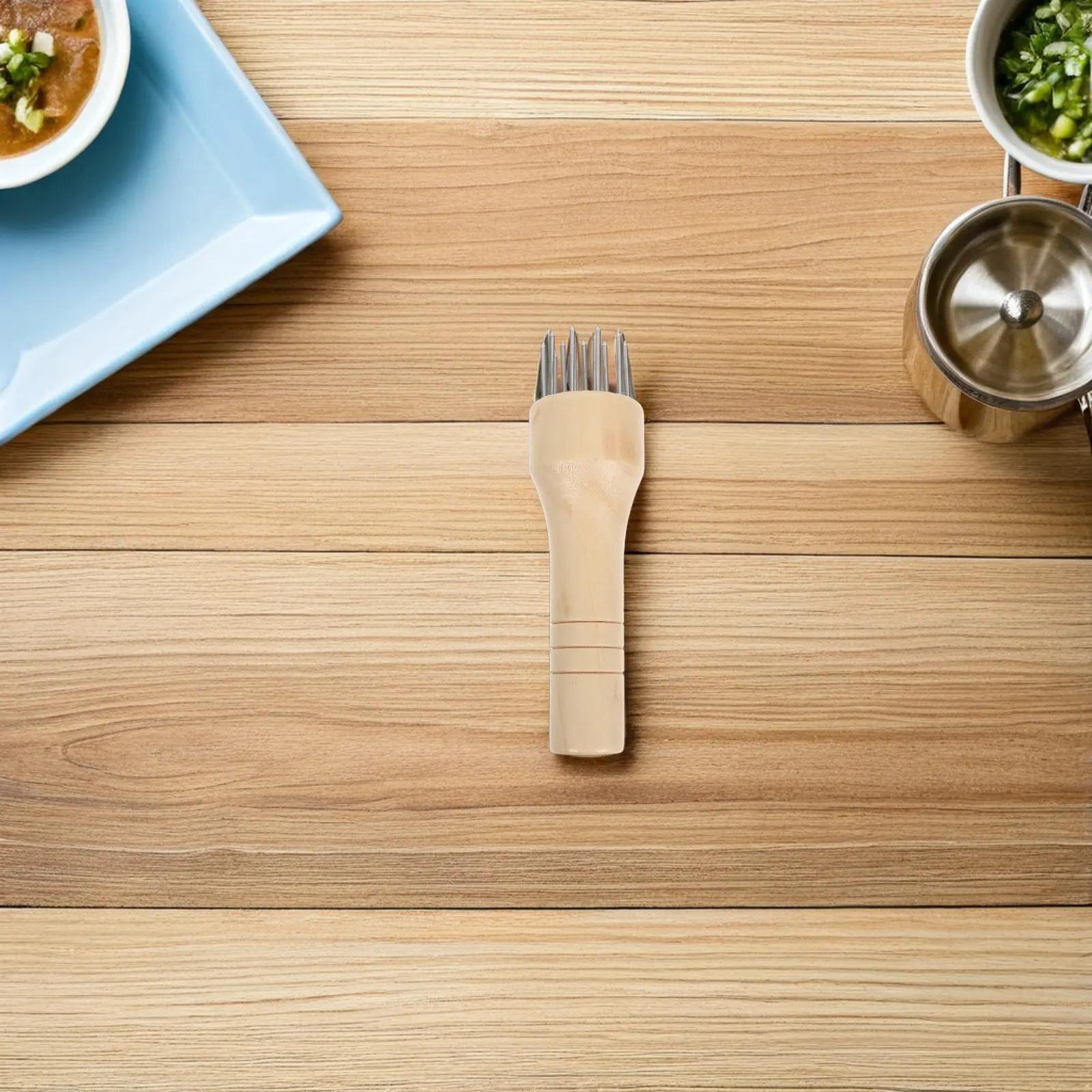 Stainless Steel Meat Tenderizer Hammer Tool with Natural Wood Handle for Flavor Absorption Meat Pricker Tenderizer Kitchen