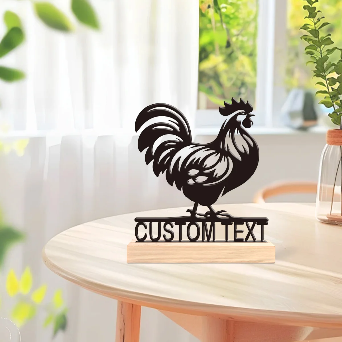 1pc Metal Ornaments with Customizable Names Custom Content With Wooden Base Perfect for Home or Office Decoration