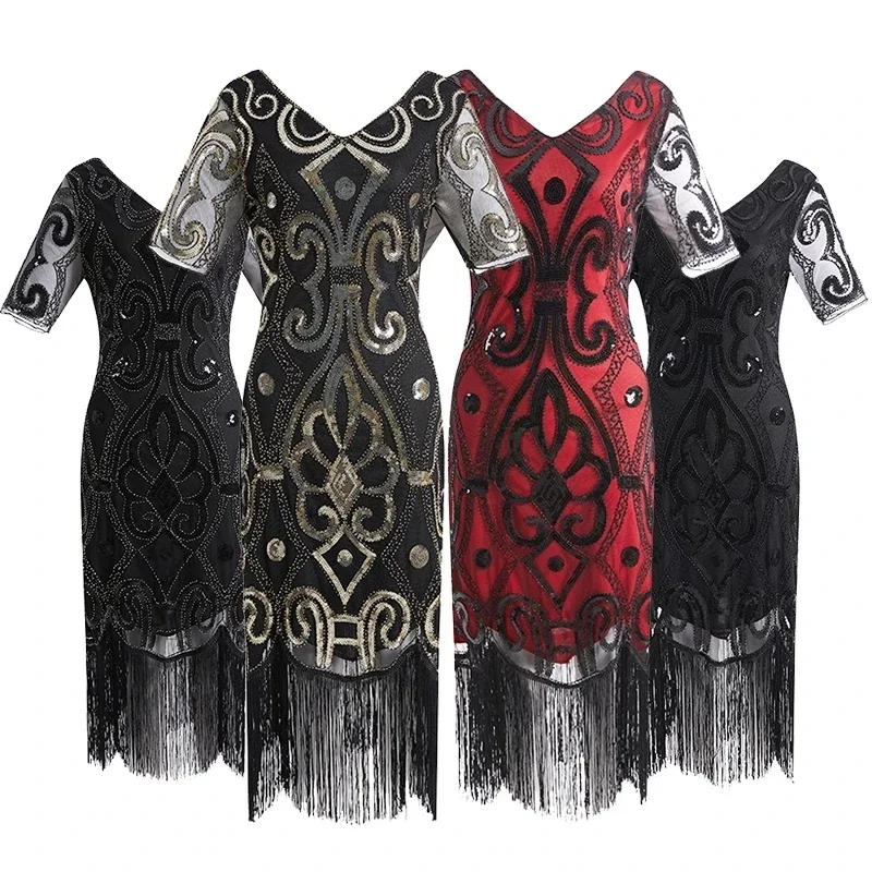 2024 New Party 1920s flapper dress Great Gatsby costume 3XL plus size fringed sequin art deco 20s dress for women