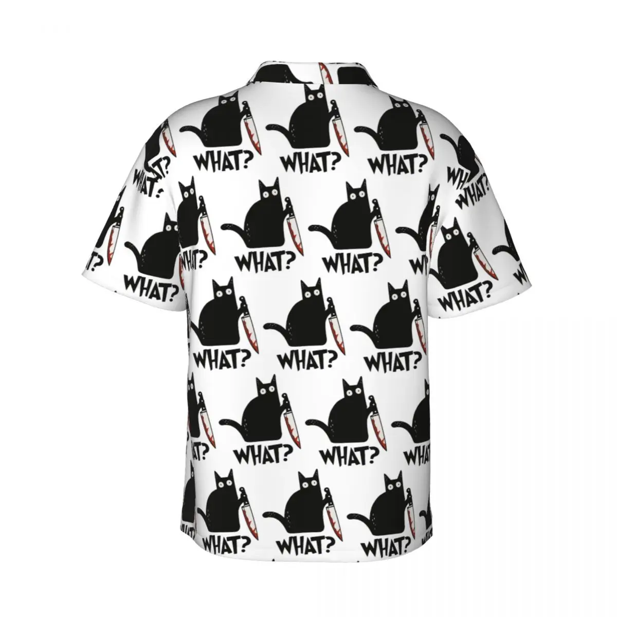 Cat What Murderous Black Cat With Knife Gift Premium Men's Shirts Hawaiian Short Sleeve Shirt Funny Button Tops for Summer Beach