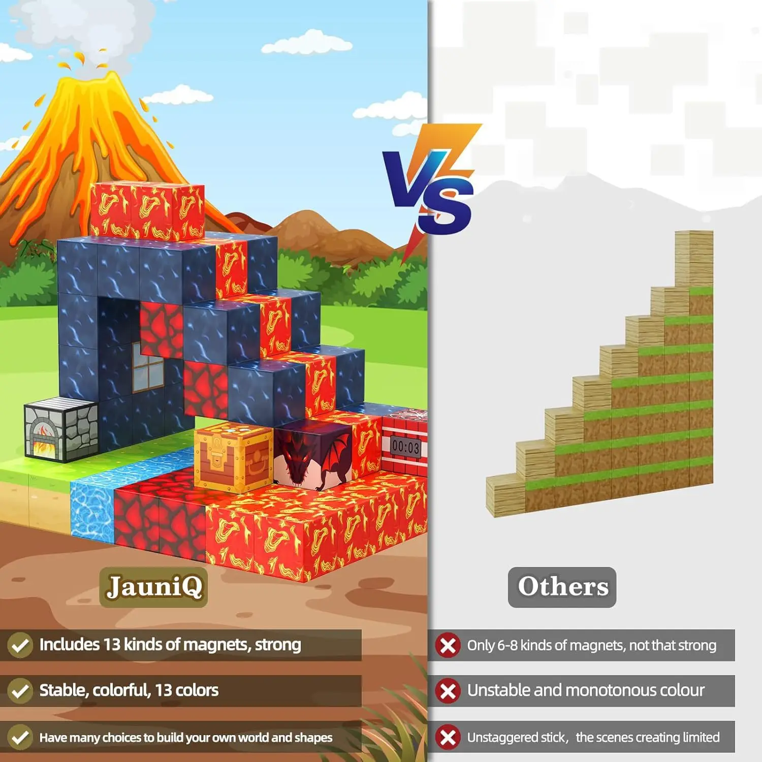 100 pièces blocs magnétiques ensembles enfant construction scénario jouets construire Mine aimant monde modèle jouet pour tige Montessori Cubes tout-petits cadeau