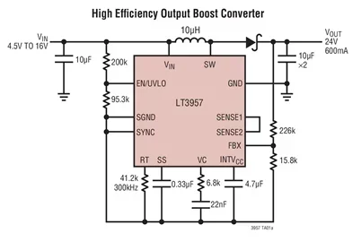 LT3957EUHE LT3957IUHE LT3957 - Boost, SEPIC and Inverting Converter with 5A, 40V Switch