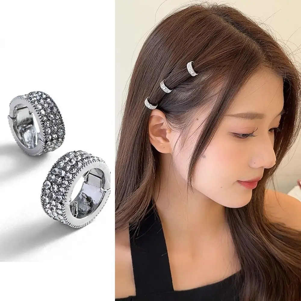 

2pc Hair Jewelry Silver Mini Hair Clip Round Metal Crystals Hair Clip Rhinestone Shining Headwear For Women Hair Accessories