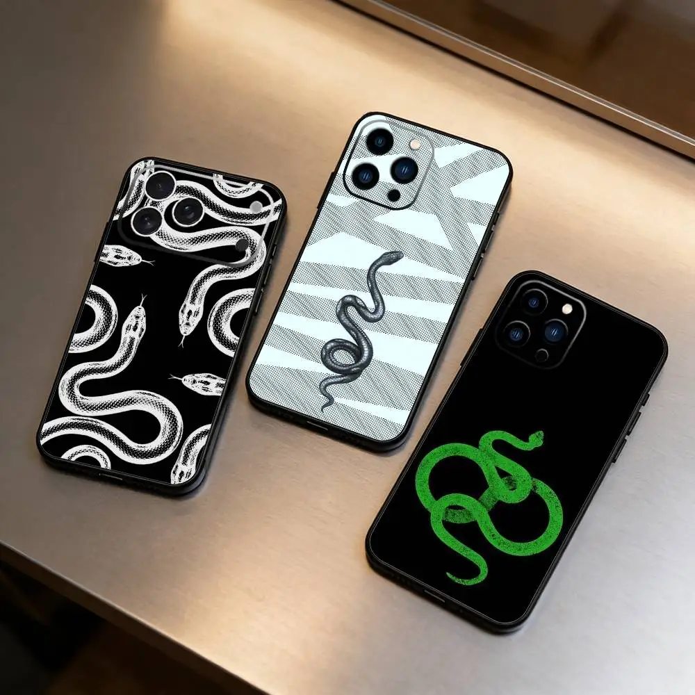 

Classic Street Snake Phone Case For iPhone 17 16 15 14 13 12 Max Plus Silicone Black Cover