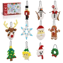 11-in-1 Christmas Tree Ornament Building Sets Wreath Santa Snowman Christmas Home Decor Toys Gift for Girls Boys or Kids