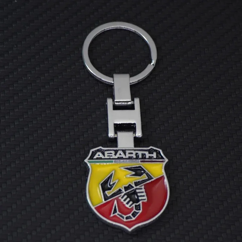 Car Emblem Keychain Keyring Badge Key Chain Rings Metal Key Holder Car Accessories For fiat Abarth 695 595 500 124 Spider