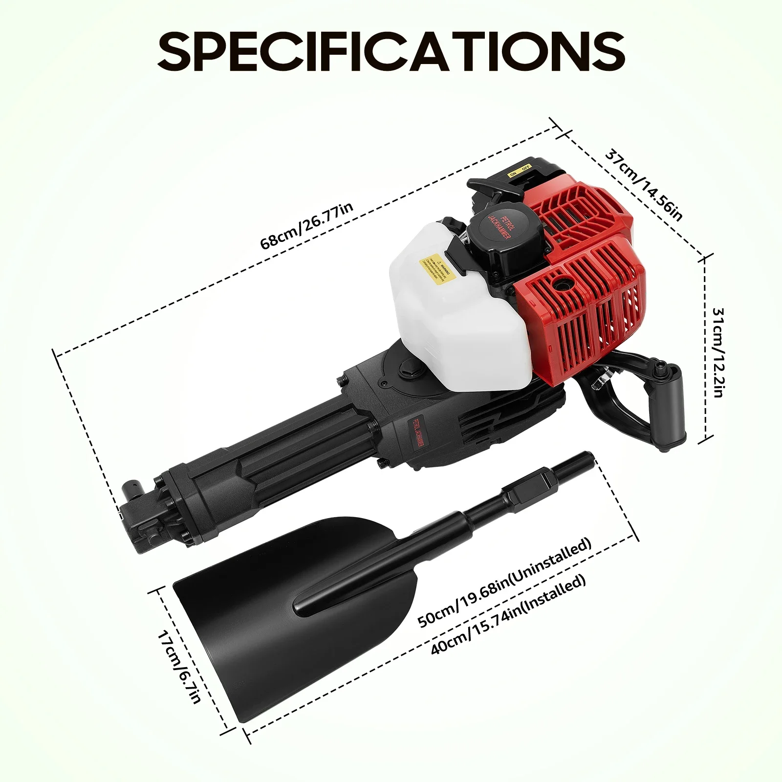 High-Efficiency Post Hole Digger with 2-Stroke Engine, 1900W Power, 6500 RPM, Ergonomic Anti-Slip Handle, Low Fuel Consumption,