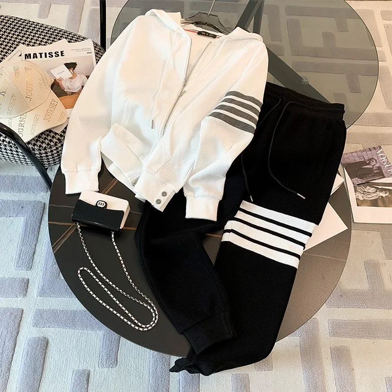 

High-End Casual Sportswear Set for Women Spring 2026 Fashionable Streetwear Hoodie Two-Piece Suite Cotton Polyester Blend