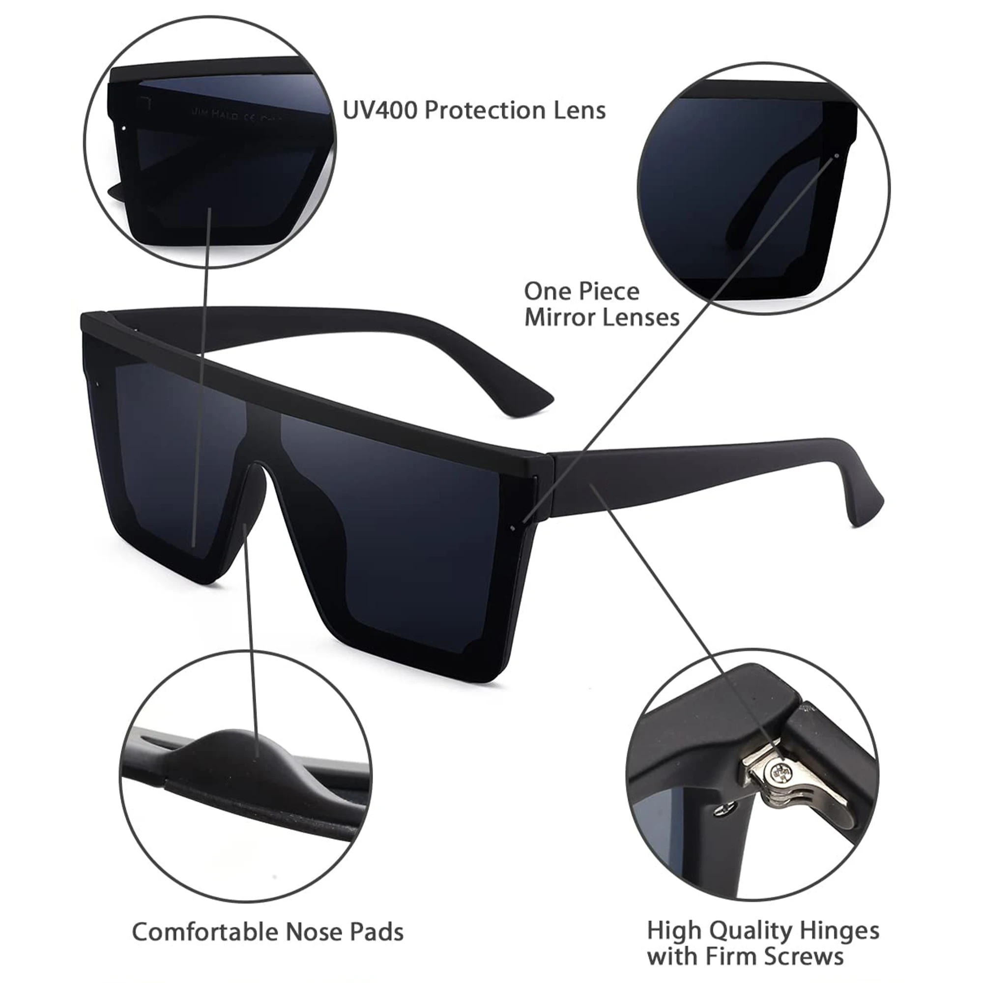 Damen Sonnenbrille übergroße Rahmen Sonnenbrille für Frauen und Männer trend ige große Fahr sonnenbrille Damen UV-Schutz – Detail 4