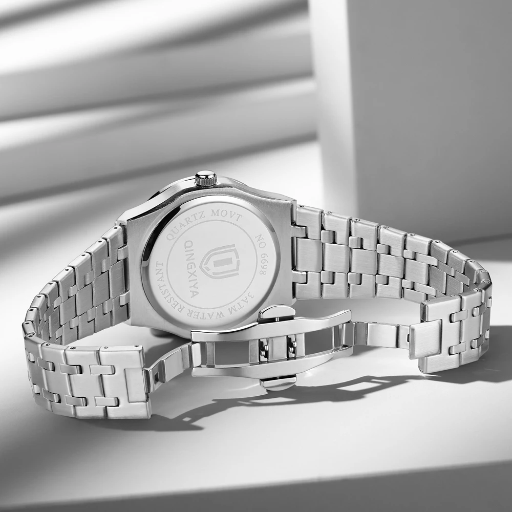 QINGXIYA marque de luxe classique à la mode montre à Quartz pour hommes étanche en acier inoxydable montre-bracelet lumineux semaine Date montre cadeau