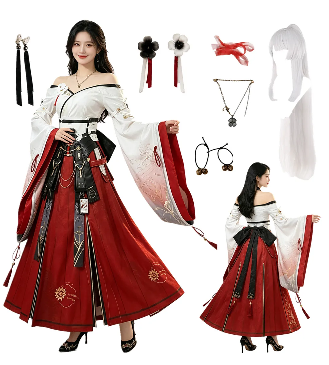 Game Wuthering Waves Hiyuki Cosplay Costume Women's Red Kimono Long Skirt Party Halloween Suit