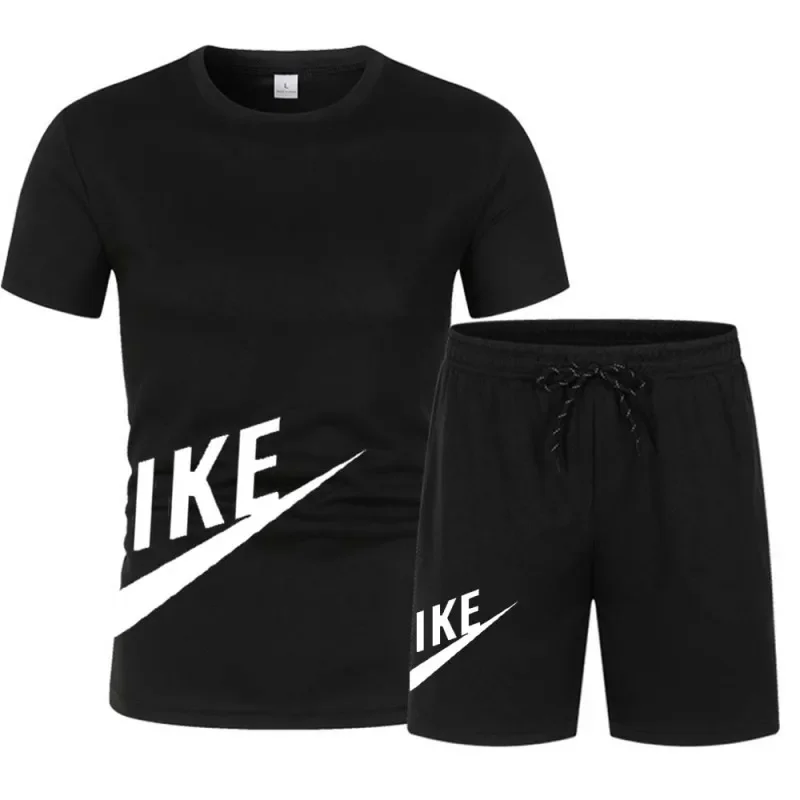 Ensemble de sport en maille pour homme, t-shirt et short de course, décontracté, respirant, course lente, été, nouveau, 2024