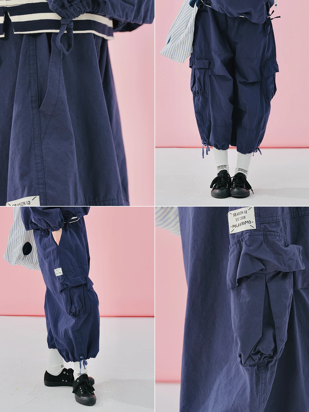imakokoni High Waisted Cargo Work Pants Drawstring Loose Cropped Pants Women's Pants Casual Female Clothing for Women