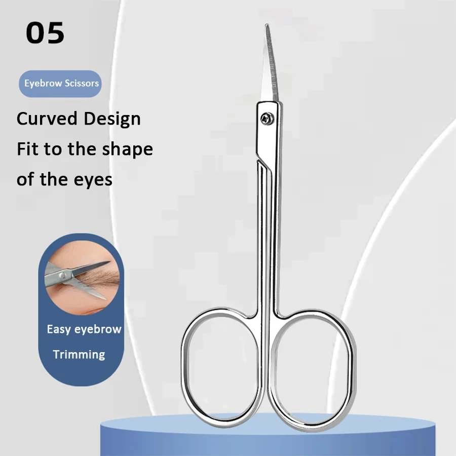 مجموعة مانيكير لطيفة من الفولاذ المقاوم للصدأ للنساء والرجال ، مقصات الأظافر ، تصميم كرتون ، مانع للإنزلاق ، حافظة محمولة ، مجموعة 7