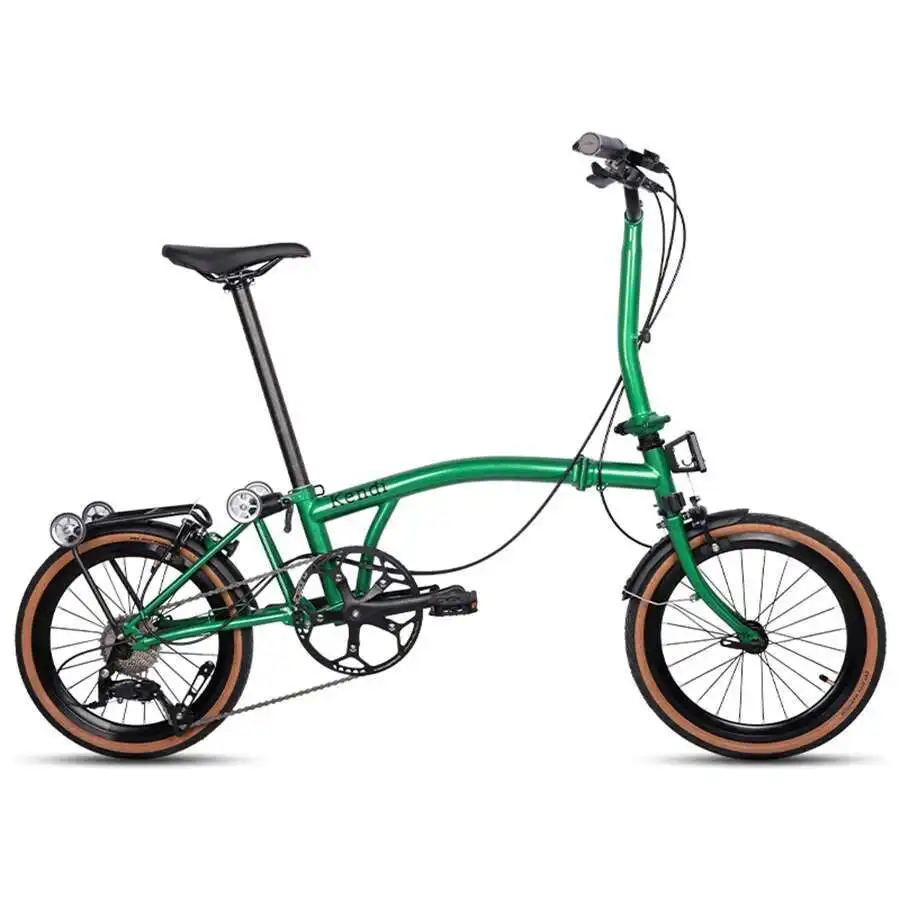 Portable Mini Folding City Bicycle for Adult 16 Inch Folding Bicycle 9-speed Folding Bike Carbon Steel Frame Dual V Brake