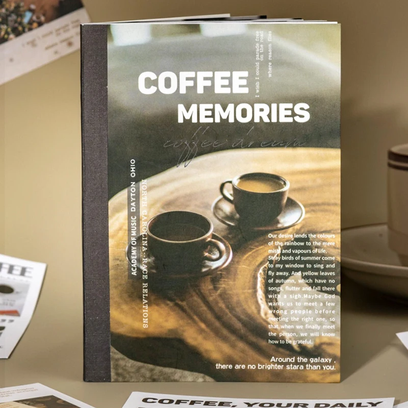 Mr Paper Coffee Magazine Die-Cut Material Book Vintage Coffee Themed Scrapbook Paper for Junk Journal DIY Crafts Collage Decor