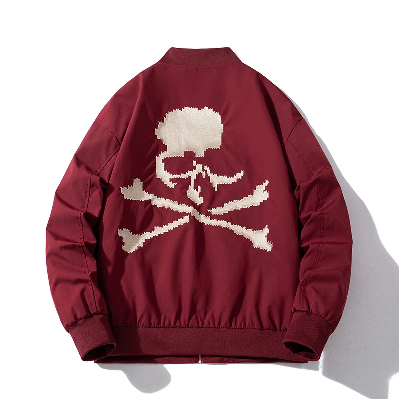 High Street Men's Jacket Skull Embroidery Baseball Clothing Casual Men Women Retro Hip-hop Jacket 2024 New #298