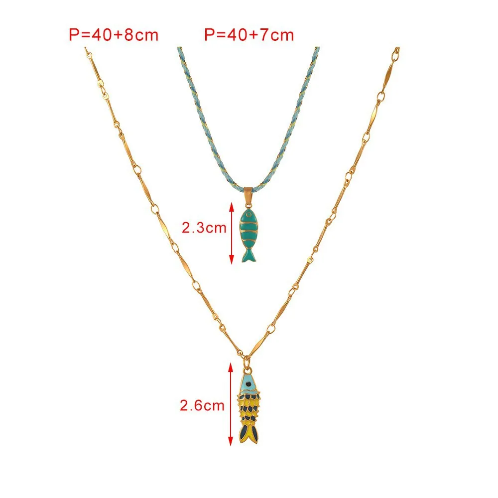 المحيط نمط الملونة التيتانيوم الصلب الملونة الأسماك الصغيرة المرأة قلادة بالتنقيط النفط كوي قلادة قلادة متعددة الاستخدامات للحزب