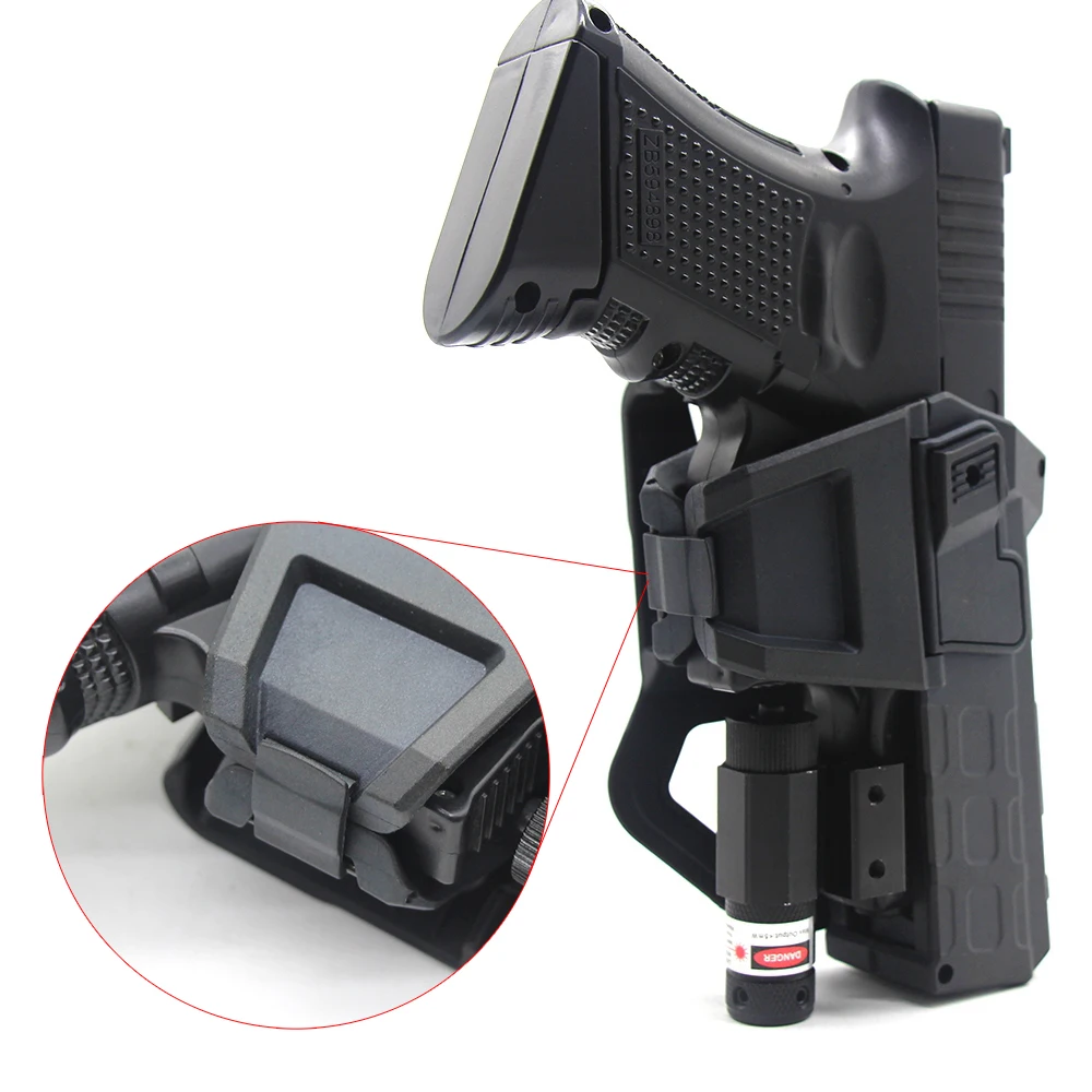 Tactical Movable Holster for Glock 19  Pistol Holster with Spring Lanyard, Movable Holster with Flashlight/Laser Mounted