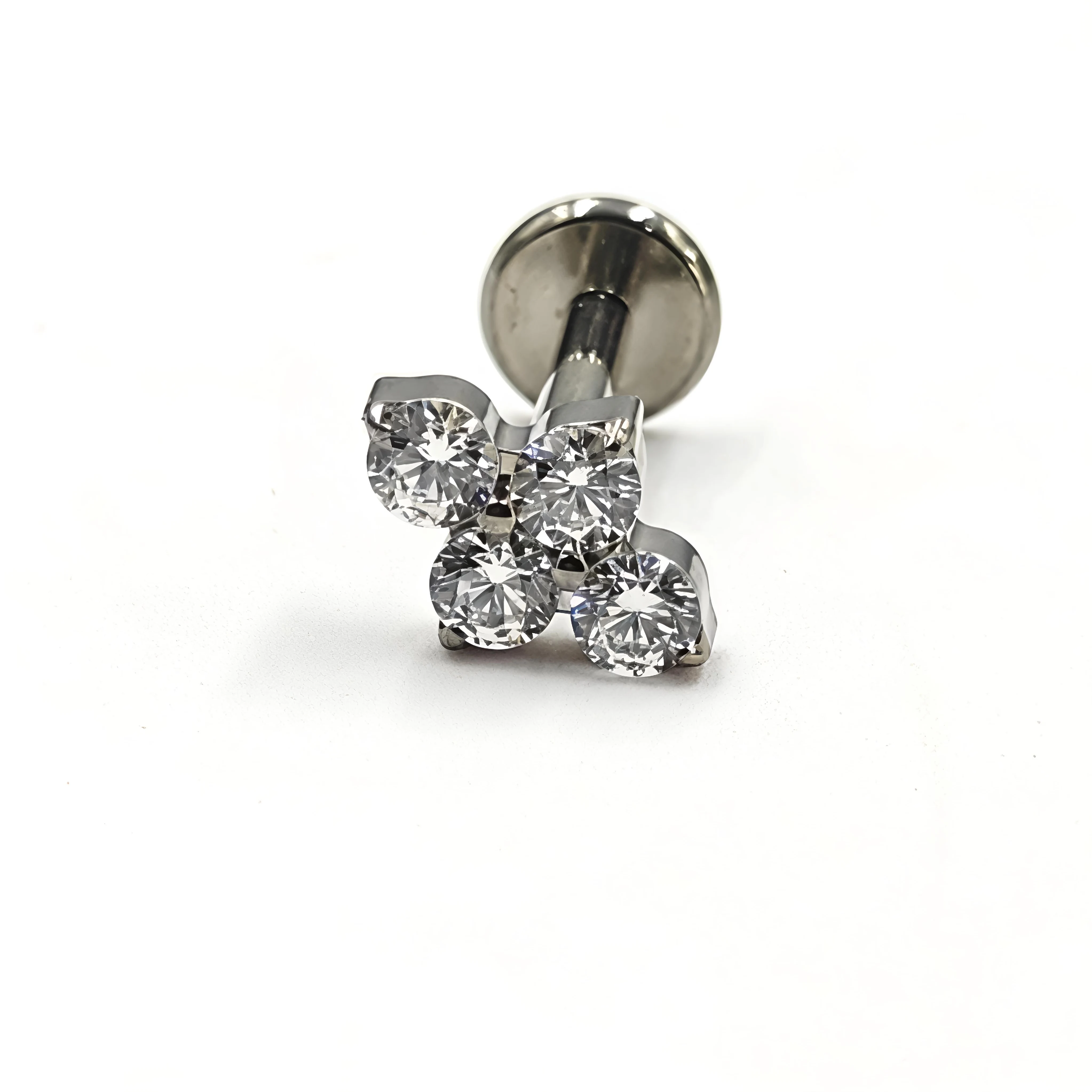 ASTMF136 Titanium 16G Triple Star Earrings Zircon Pentagram two Marquise Lip Nails Internal Thread Perforated Body Jewelry