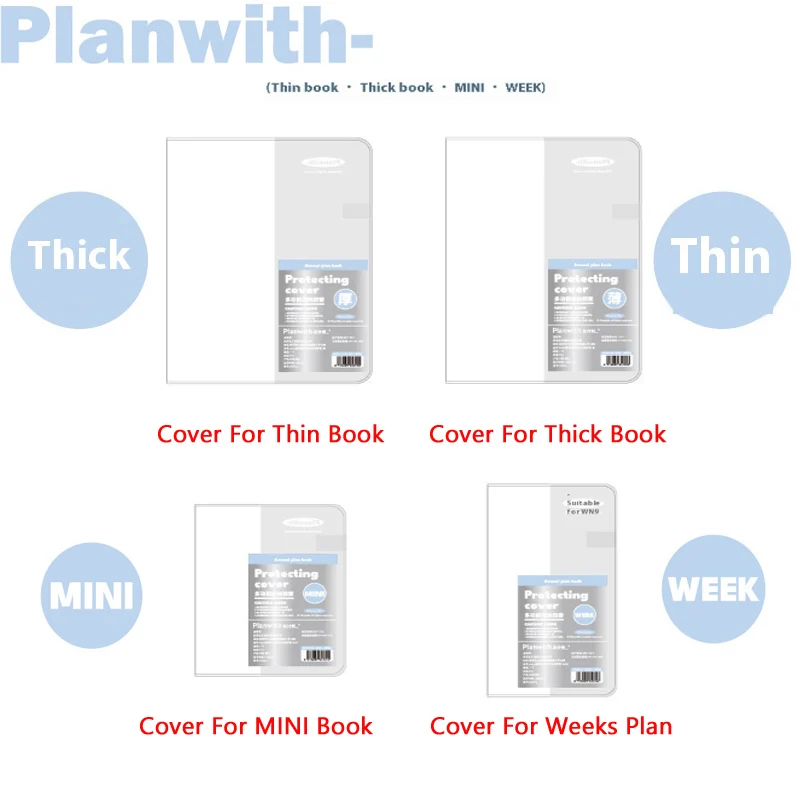Planwith 2026 Planner Cover,Transparent Waterproof Book Protector Sleeve for Hard/Softcover Agendas Weeks Plan,Minimalist Design