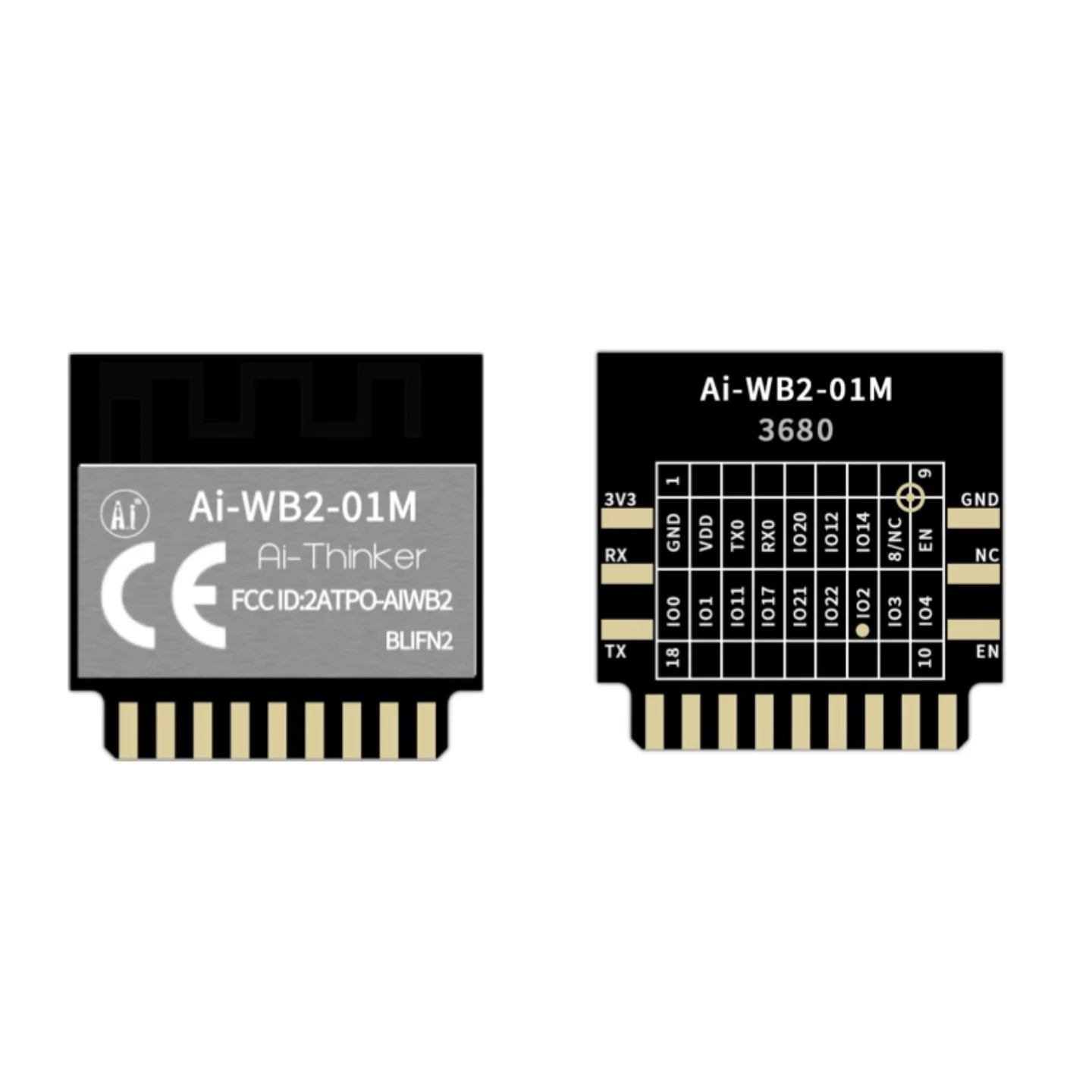 Ai-Wb2-01M Ai-Thinker Dip-18 Bl602 -98Dbm Wi-Fi Ieee 802.11B/G/N Protocol Uart/Gpio/Adc/Pwm/I2C/Spi 2400Hz~2483.5Mhz -98Dbm Onboard Pcb Antenna B