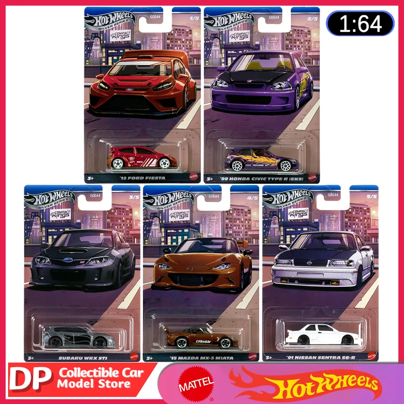 

Mattel Hot Wheels Silver Series Compact Kings Set Fiesta Civic Subaru Miata Sentra 1/64 Scale Die-Cast Model Cars Brand New
