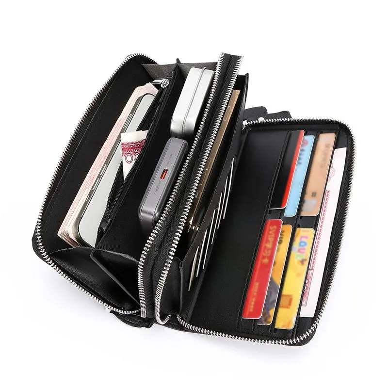 New Cowhide Men's bag leather high-grade long wallet large capacity multi-function phone storage business travel clutch bag