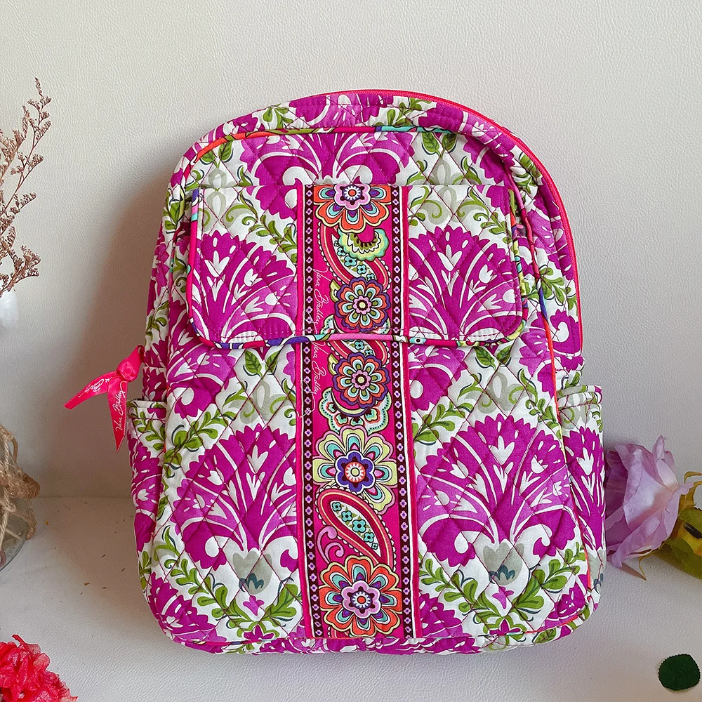 VB-mini mochila de algodón puro con estampado ecológico, bolso de hombro portátil de viaje, color a juego