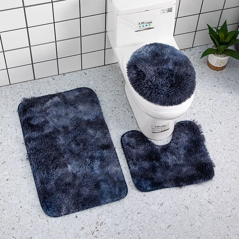 

Toilet bathtub Nordic wind floor mat pvc non-slip mat bathroom toilet three-piece silk wool carpet