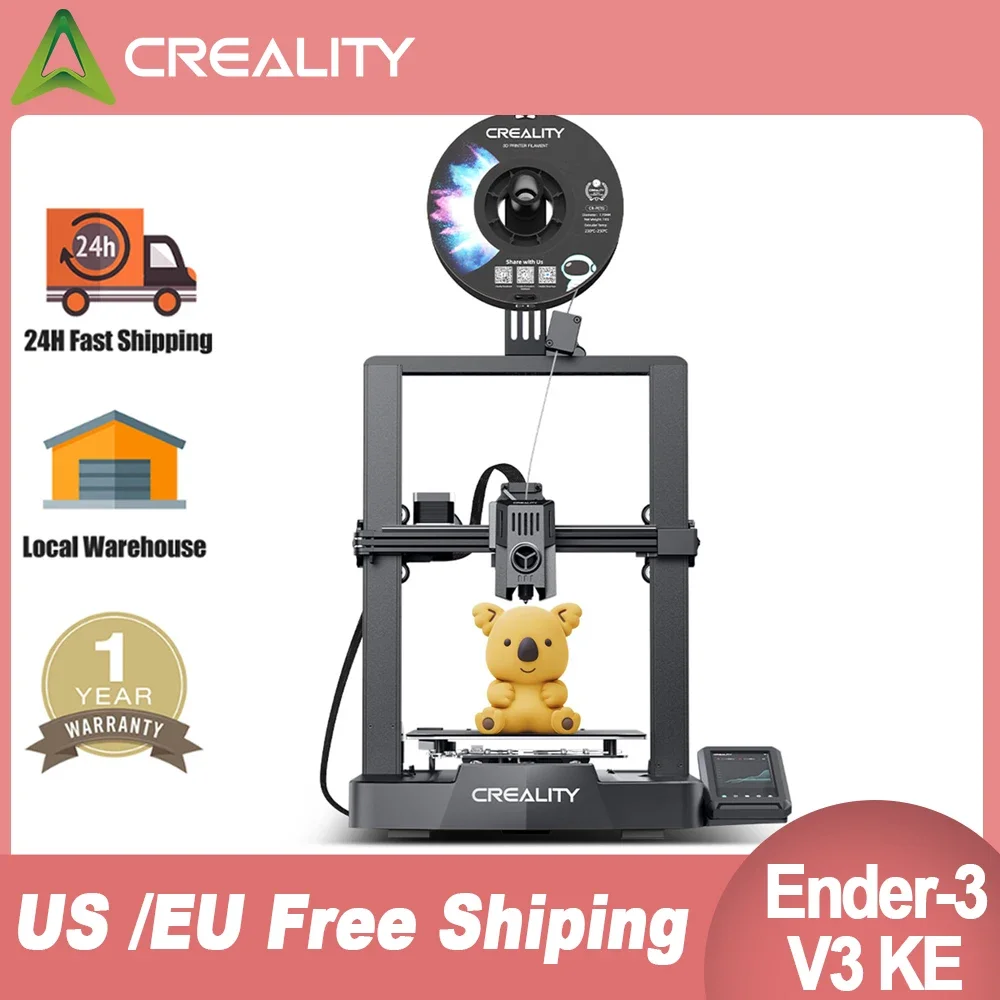 Creality Ender-3 V3 KE 500mm/s Fast Printing Speed Self-test with One Tap X-Axis Linear Rail Double Fans 3D Printer Ender-3V3 KE