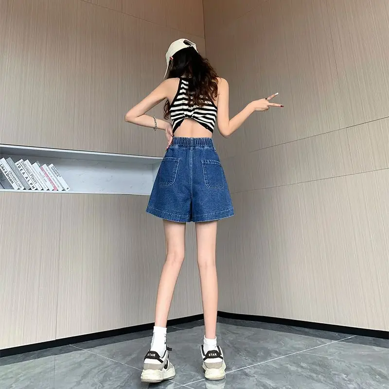 Large Size Denim Shorts Skirt for Women\'s Spring/summer Thin A-line Wide Leg Loose High Waist Slimming Fashion Shorts