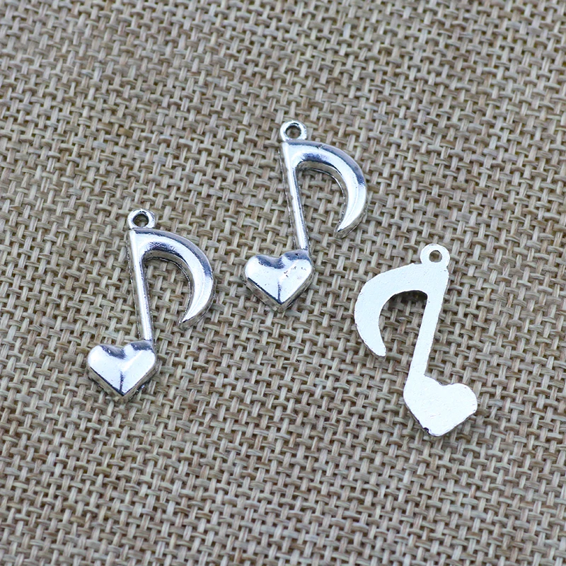 15pcs/Lot 25x17mm Music heart notes charm Antique Silver Color hand Pendants for DIY Making Handmade Jewelry