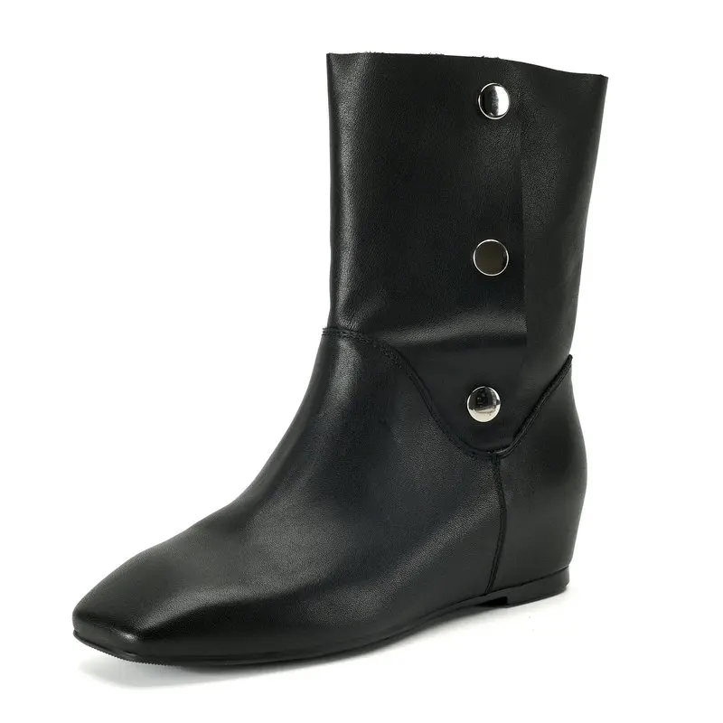 

2025 New Fashion Women's Boots 100% Genuine Leather Thick-soled Ankle Boots for Autumn and Winter Punk Retro Shoes