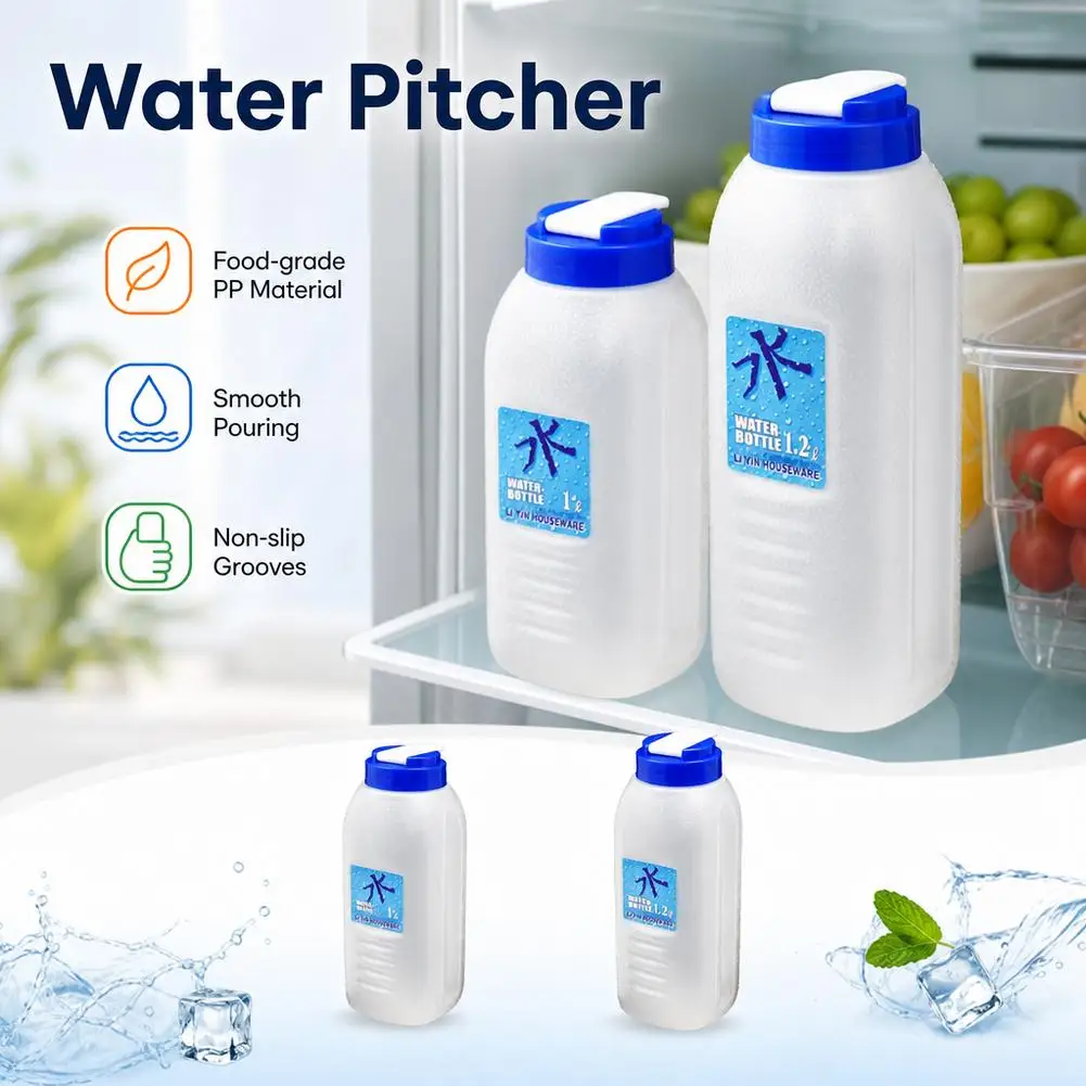 Large Capacity Plastic Water Pitcher with Lid, Portable Juice Dispenser Carafe for Home, Restaurant, Iced Coffee & Cold Drinks