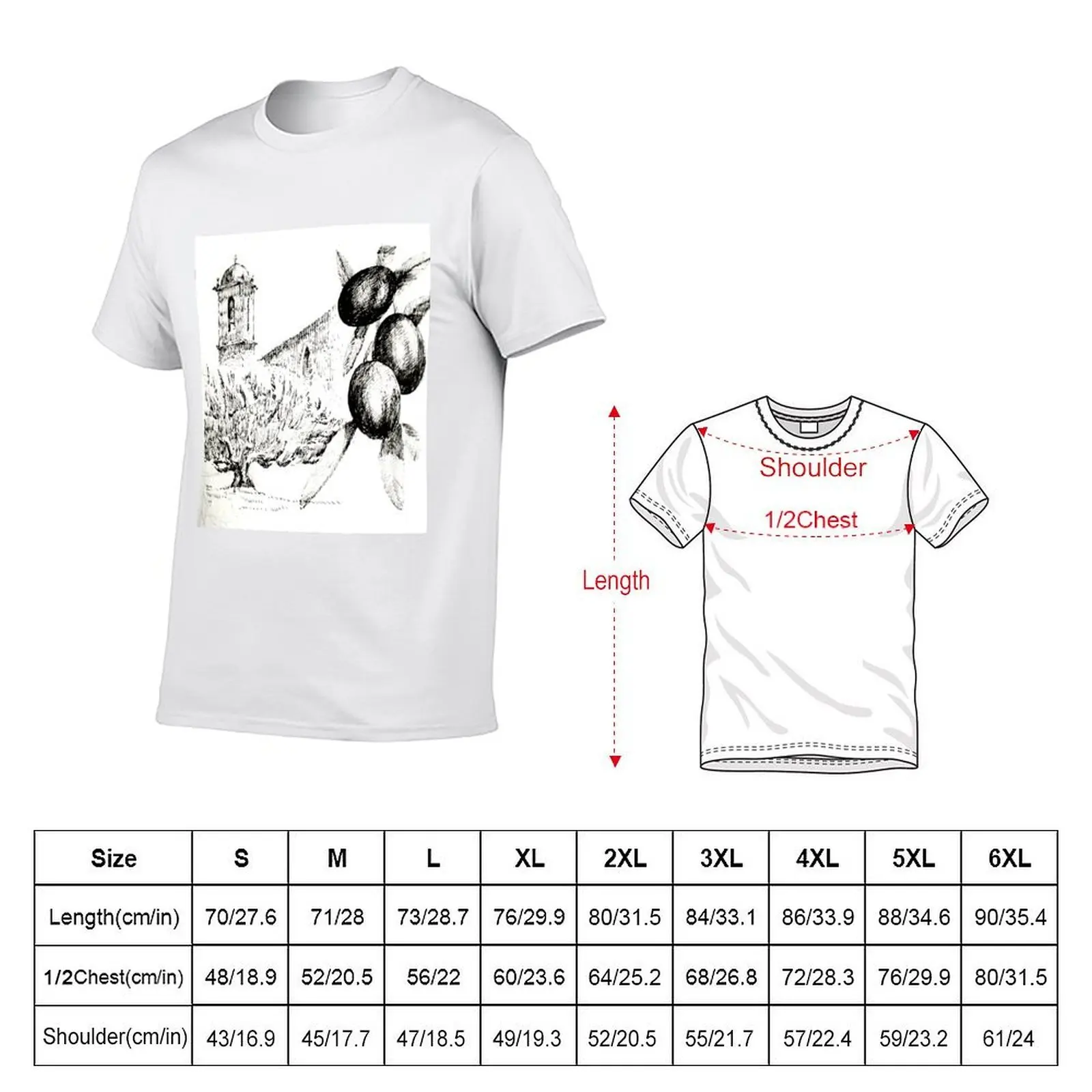 Olives, hatching. T-Shirt customs graphic tee shirt clothes for men