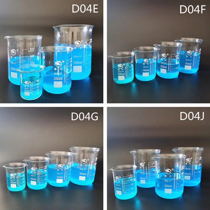 5ml-2000ml 1Set Lab Borosilicate Glass Beaker All Sizes Chemical Experiment Laboratory Equipment Measuring Cup