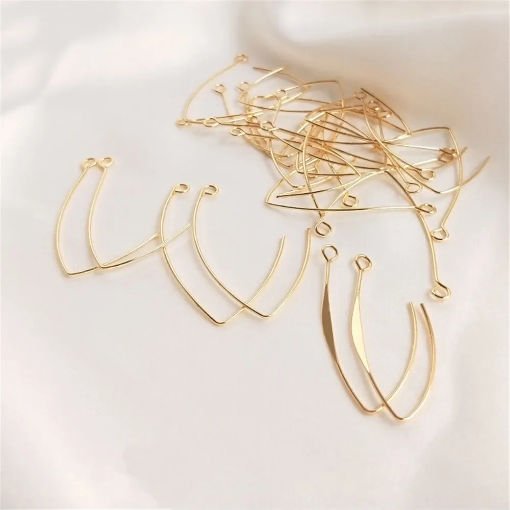 14K Gold Plated Ear hook large V word long ear hook temperament INS tide earrings making materials DIY ear accessories