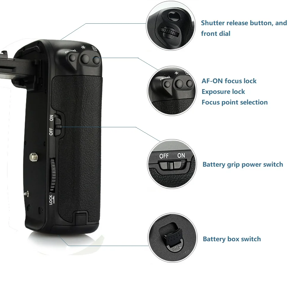 Mcoplus BG-6D Vertical Multi-Power Battery Grip Holder for Canon 6D SLR Camera as BG-E13 / Work with LP-E6 Battery view 3