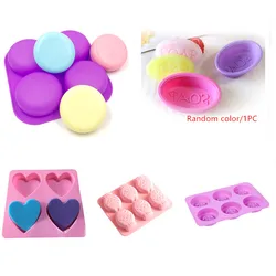 1Pc 4 Cavity Silicone Soap Mold DIY Handmade Craft Cake Decorating Tools Tray Easy To Demould Round Circles Soap Mold