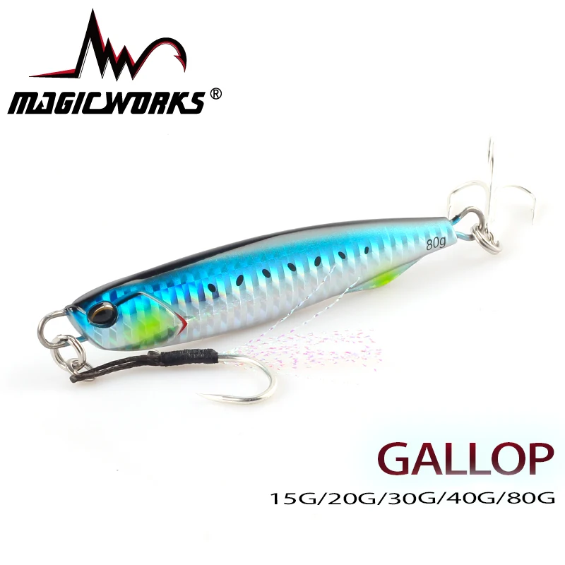 

MAGIC WORKS Metal Jig Fishing Lures 15G 20G 30G 40G 80G Shore Casting Saltwater Sea Bass Artificial Bait Fishing Tackle