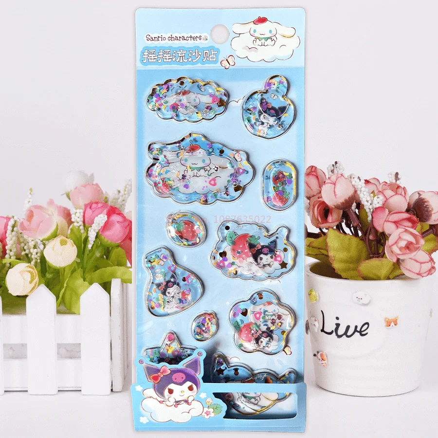 1/4pcs Kawaii Kuromi Kt Melody 3d Shake Sticker Diy Mobile Case Decorative Sticker Student Stationery Handbook Stickers Handbook