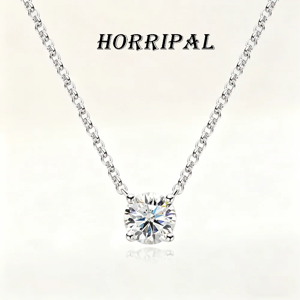 

HORRIPAL 1-5CT D VVS1 Solitaire Pandent Moissanite Necklaces for Women GRA Certified s925 Silver Fashion Dainty Banquet Jewelry