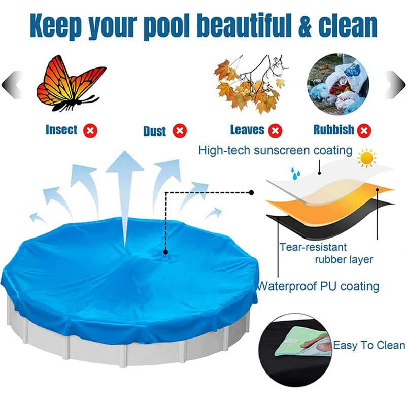 

Solar Pool Cover For Above Ground Swimming Pools, 21 Feet Round Pool Warmers, Hot Tub Cover For Indoor Blue
