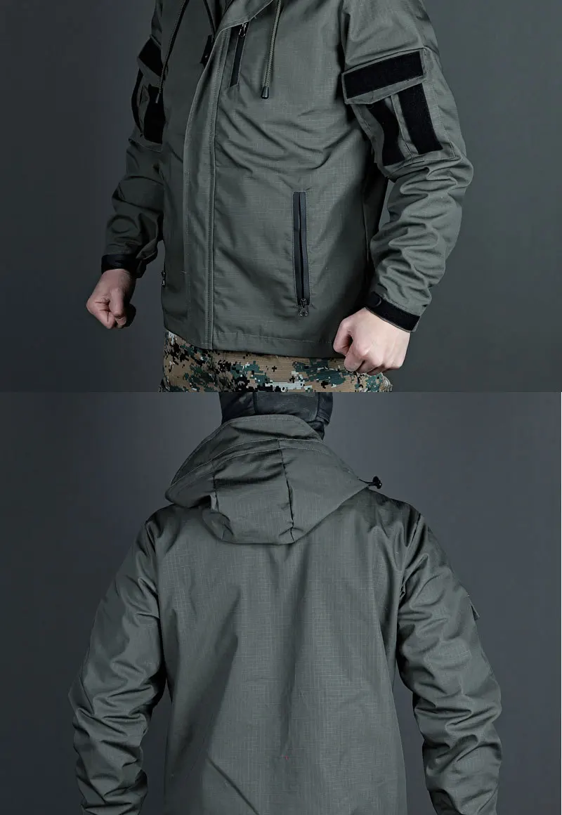 Taktischer Trenchcoat für Herren, Winter, wasserdicht, winddicht, Tarnjacke, Outdoor-Training, Assault, Militärmantel, warm – Detail 11