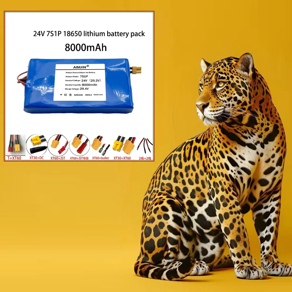 🚧 7S1P 25.2V 24V 8000mAh 18650 Li-ion Battery Pack with BMS,For Monitoring Speaker Small Electric Unicycle Rechargeable Battery
