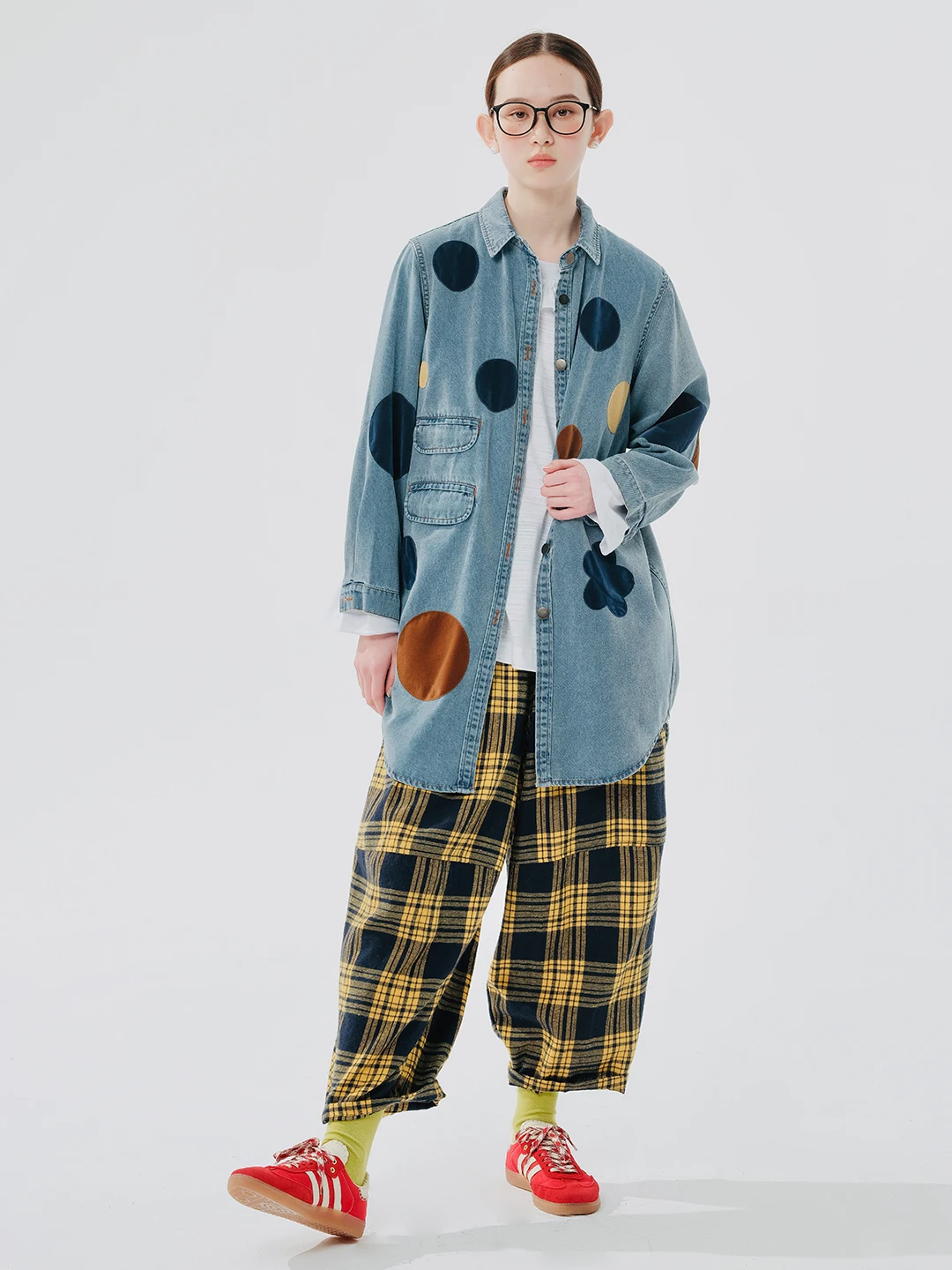 imakokoni 2024 spring new style literary cotton plaid thigh pants carrot pants casual pants 244535