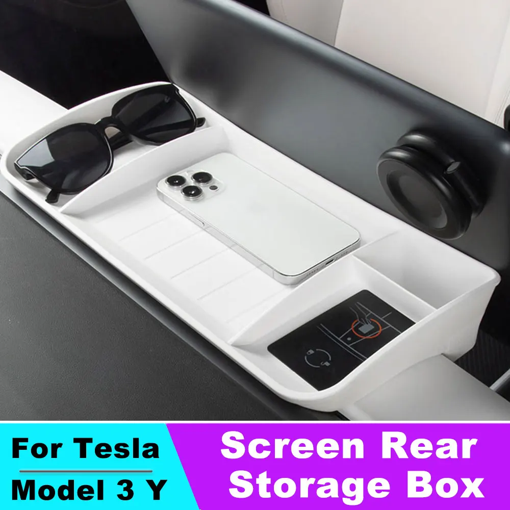 

Screen Rear Storage Box For Tesla Model 3 Y Organizer Magnetic Storage Invisible Sunglasses Tray Tissue Box Accessories Y