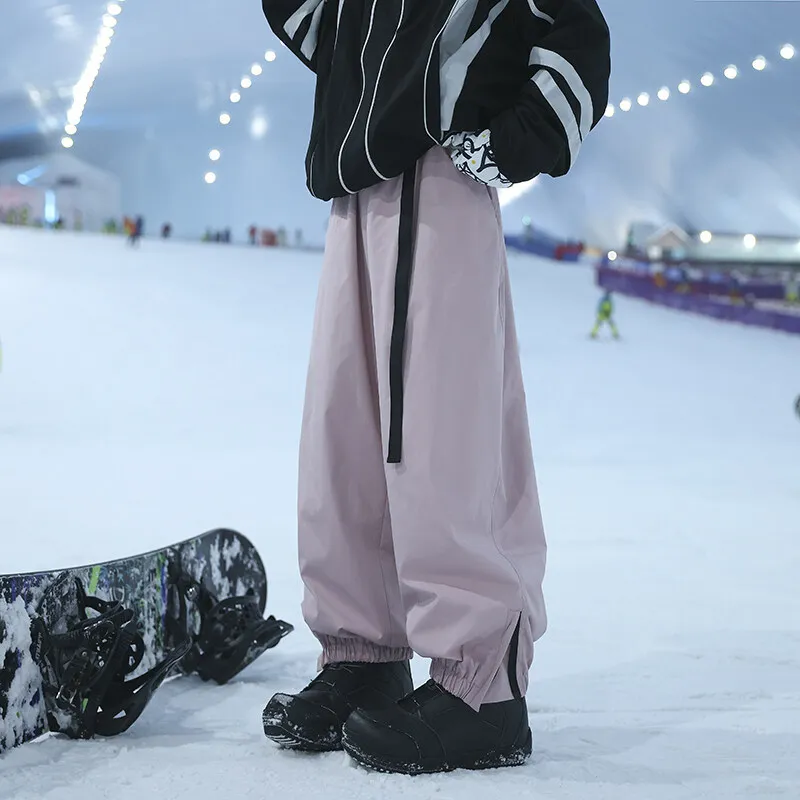 

Зимняя уличная спецодежда, повседневные брюки для мужчин и женщин, толстые теплые прямые лыжные брюки на флисовой подкладке, ветрозащитные для сноуборда