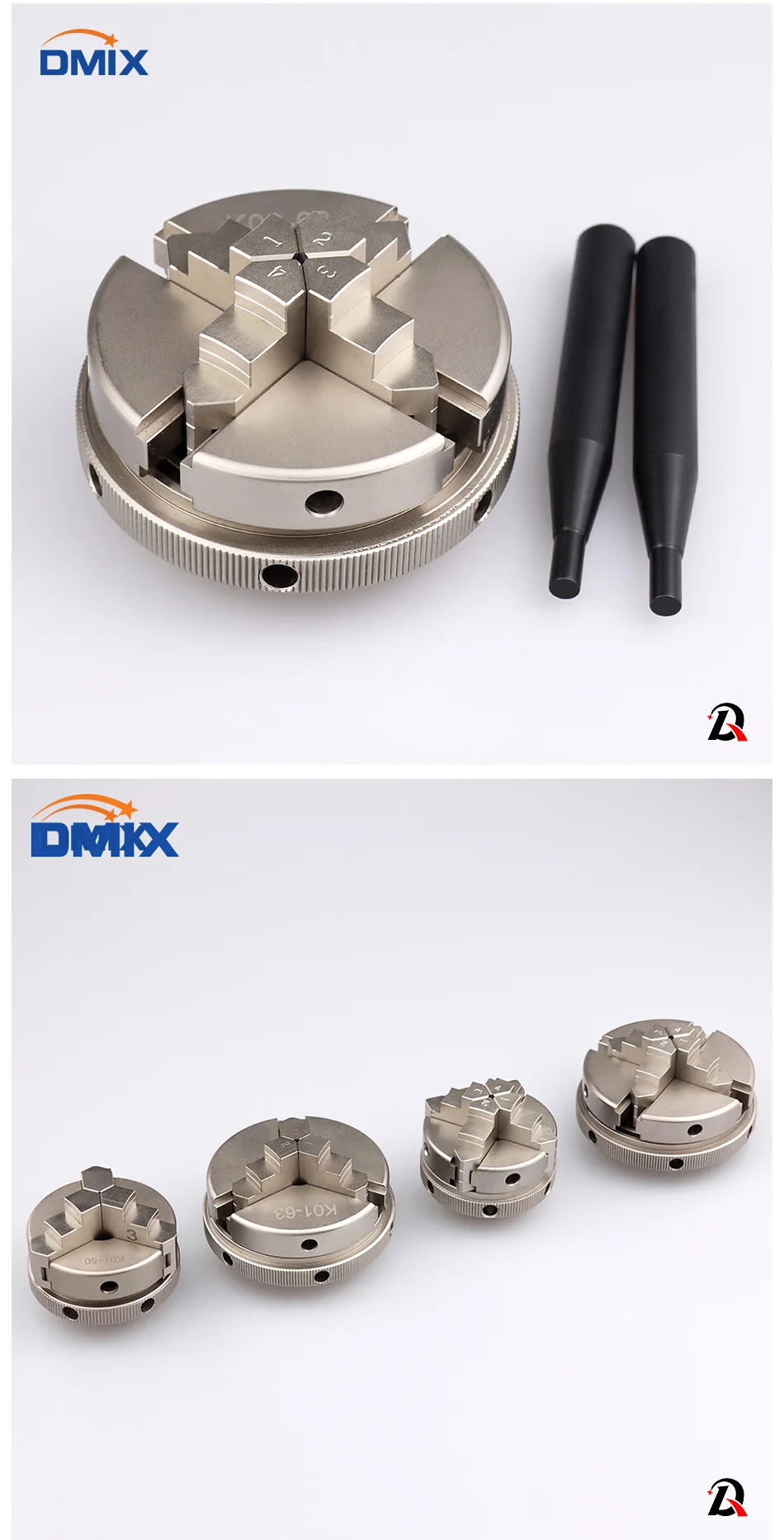 DMIX K01-50 K01-63 K02-50 K02-63 4-Backen-selbstzentrierendes 3-Backen-selbstzentrierendes manuelles Scroll-Mini-Holzdrehfutter – Detail 2
